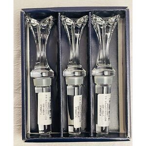 3 MIKASA Lead Crystal Florale Decanter Bottle Stoppers 5" Czech Republic New VTG